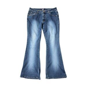 Sz.13*Angels*Flared Distressed Blue Jeans--Mid-Rise